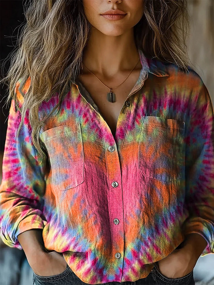 Léine Clóite Dhathannach Retro Tie-dye Croí do Mhná
